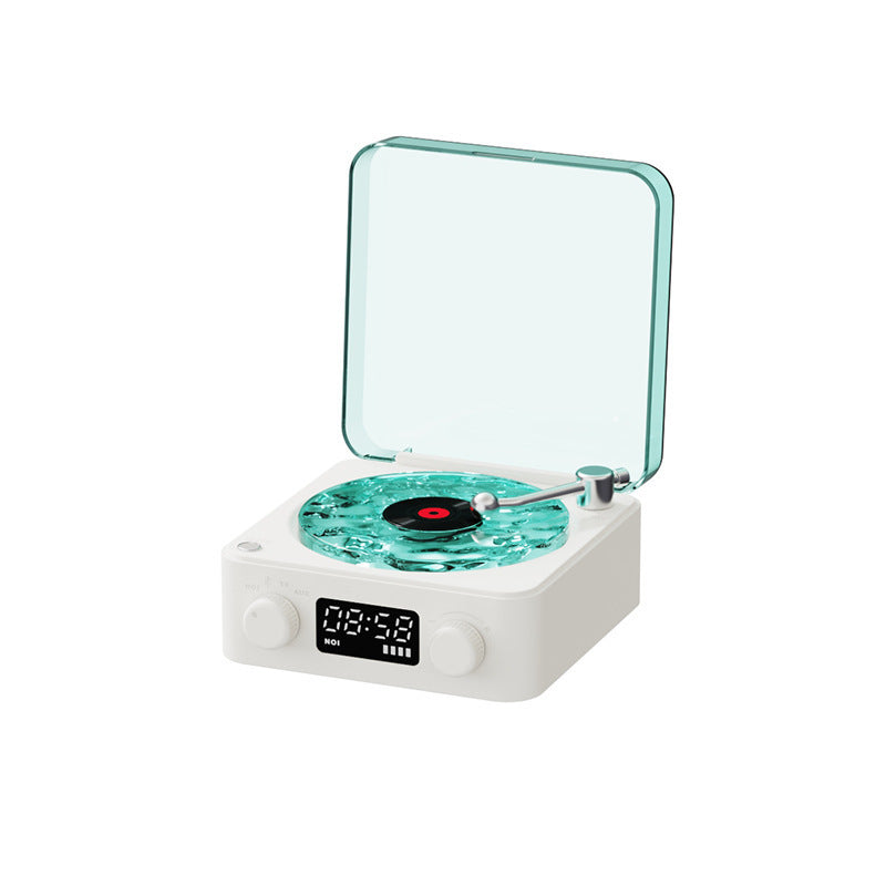 Retro Turntable Speaker Wireless Bluetooth-compatible 5.0 Vinyl Record Player Stereo Sound With White Noise RGB Projection Lamp Effect - Addy Mart