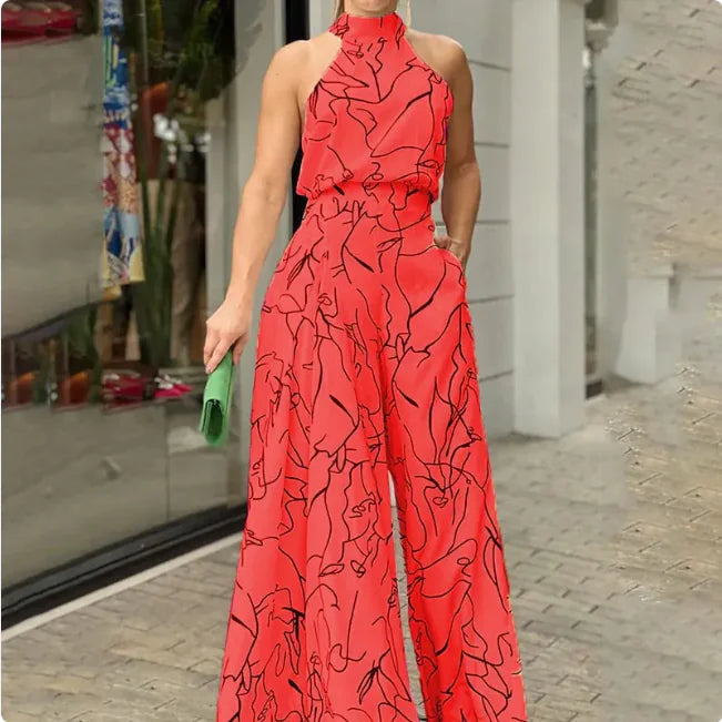 Sleeveless Halter Jumpsuit - Addy Mart