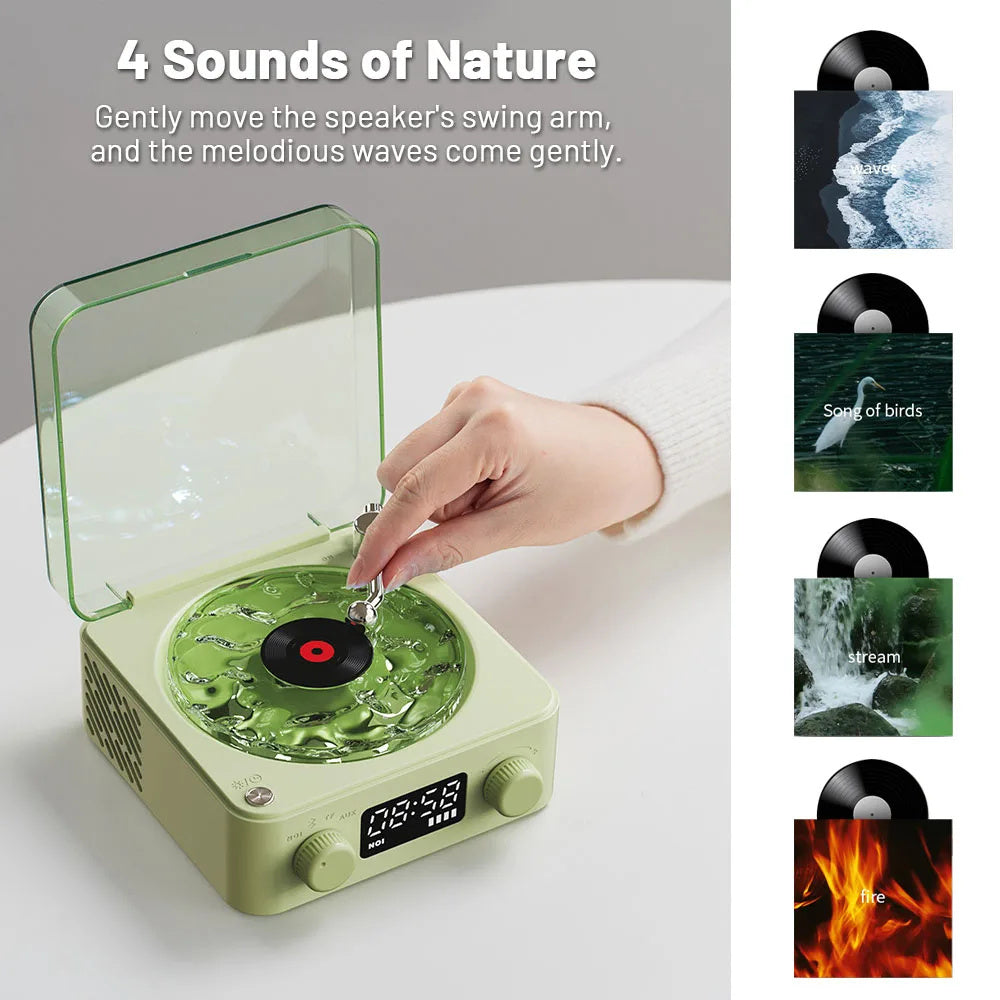 Retro Turntable Speaker Wireless Bluetooth-compatible 5.0 Vinyl Record Player Stereo Sound With White Noise RGB Projection Lamp Effect - Addy Mart