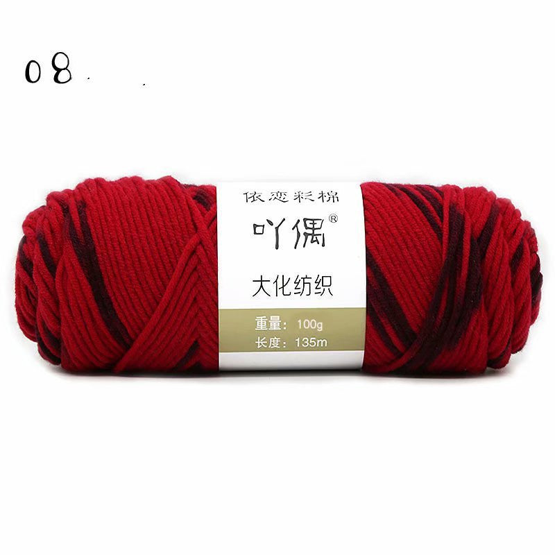 8 Strands Of Gradient Milk Cotton Wool Hand-knitted Medium Thick - Addy Mart