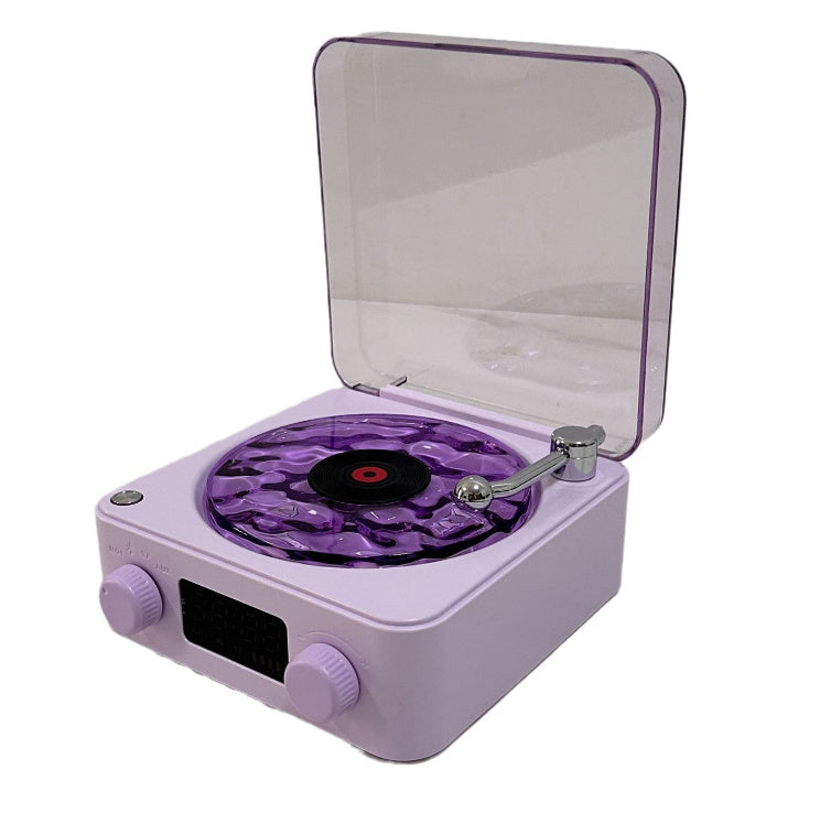 Retro Turntable Speaker Wireless Bluetooth-compatible 5.0 Vinyl Record Player Stereo Sound With White Noise RGB Projection Lamp Effect - Addy Mart