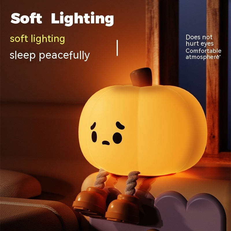 Home Decor Halloween Pumpkin Night Light Cute Soft Silicone Lamp Touch Dimmable Rechargeable Bedside Decor Light Kids Gifts Halloween Decorations - Addy Mart