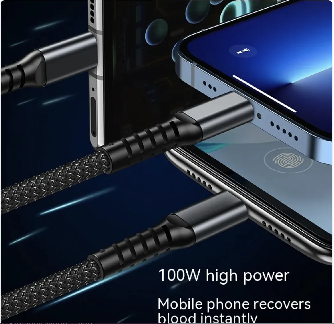 3-in-1 Mobile Phone Data Cable with Light & Super-Fast 6A Charging - Addy Mart