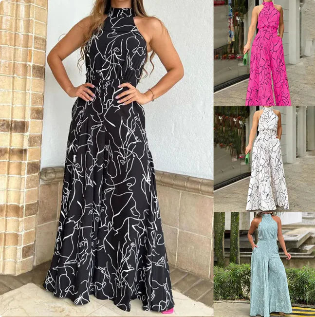 Sleeveless Halter Jumpsuit - Addy Mart