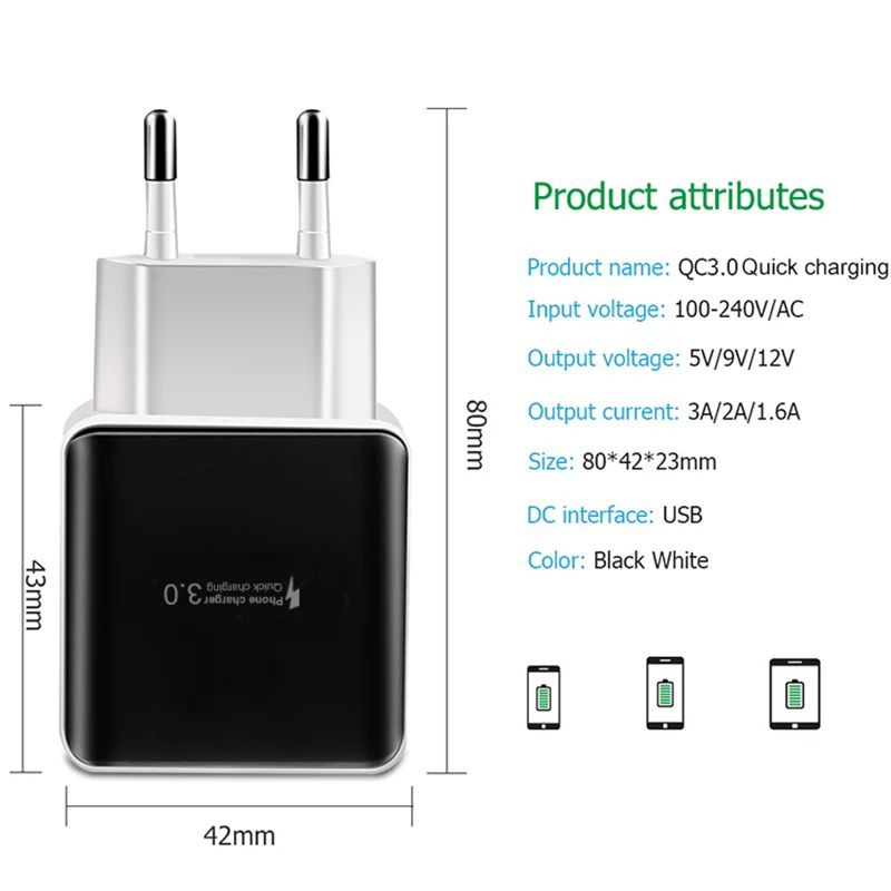 QC 3.0 EU plug US Plug quick charge wall charger - Addy Mart