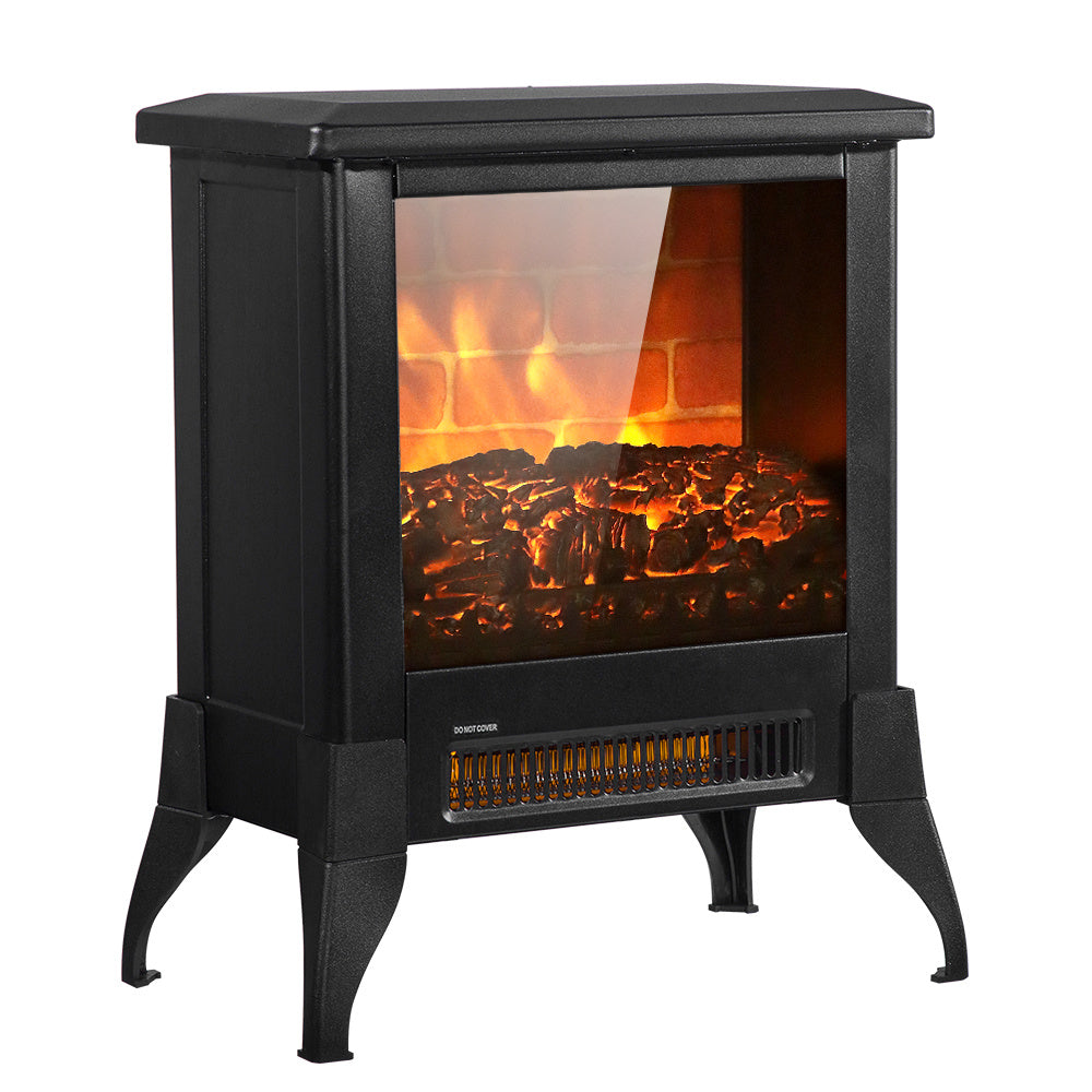 US SF512-14A 120V 1400W 14 Inch Fireplace, Black, Iron, Freestanding, Fake Firewood-Heating Wire - Addy Mart