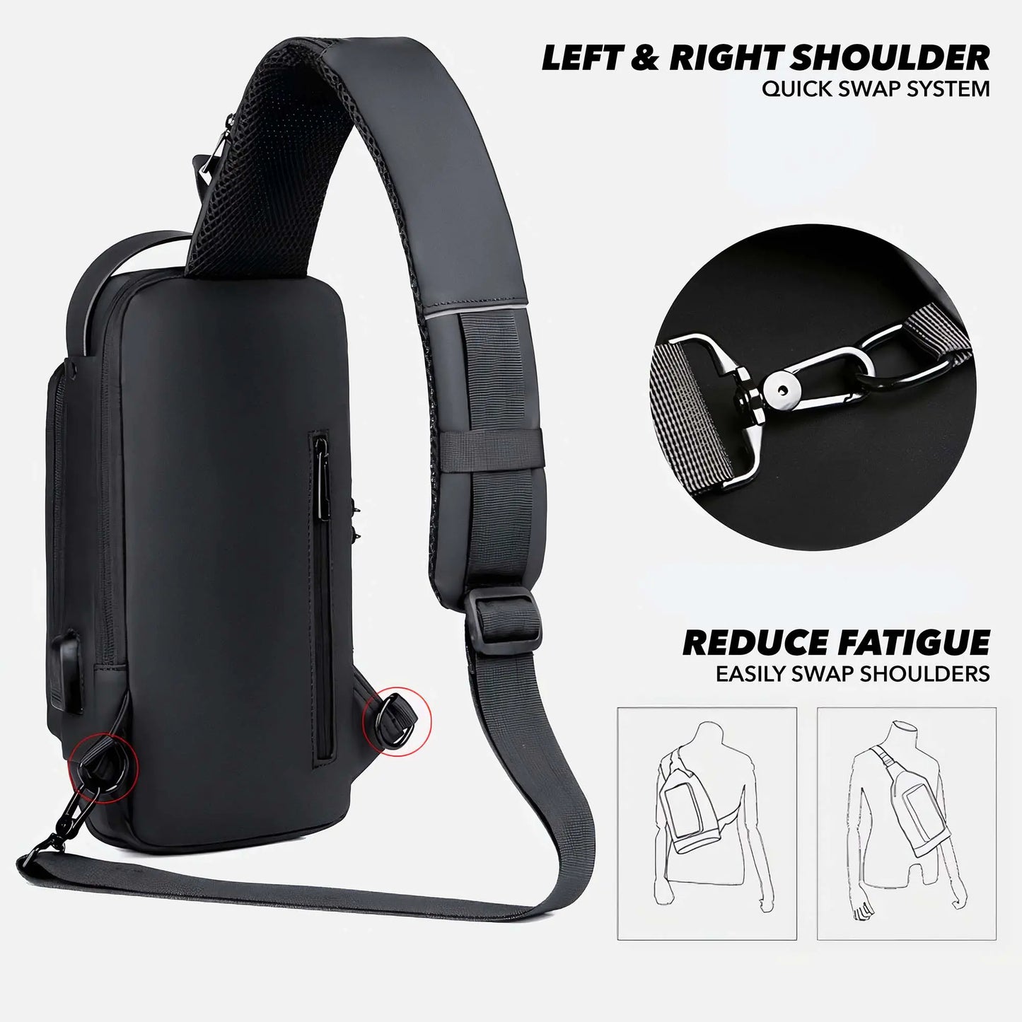 Sac Bandoulière Anti-Vol Intelligent - Addy Mart
