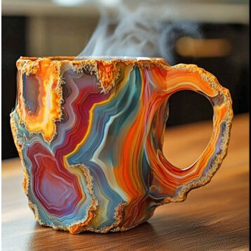400ml Resin Mineral Crystal Coffee Mugs With Handles Elegant Fake Mineral Crystal Cup For Workplace Home Decor Christmas Gift Kitchen Gadgets - Addy Mart