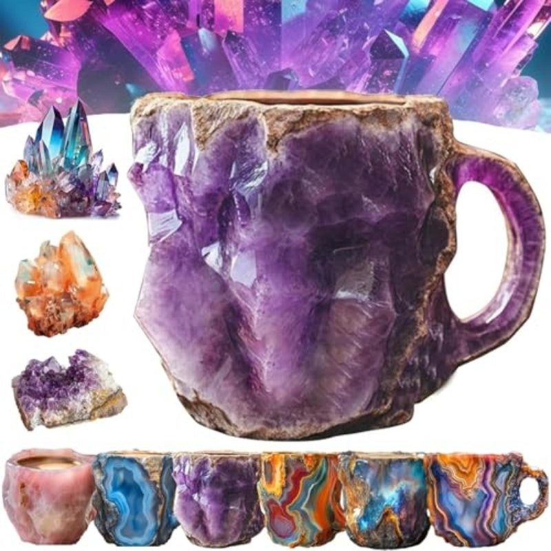 400ml Resin Mineral Crystal Coffee Mugs With Handles Elegant Fake Mineral Crystal Cup For Workplace Home Decor Christmas Gift Kitchen Gadgets - Addy Mart