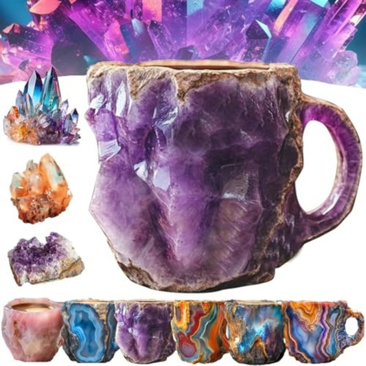 400ml Resin Mineral Crystal Coffee Mugs With Handles Elegant Fake Mineral Crystal Cup For Workplace Home Decor Christmas Gift Kitchen Gadgets - Addy Mart