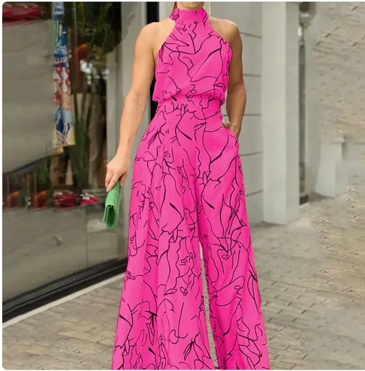Sleeveless Halter Jumpsuit - Addy Mart
