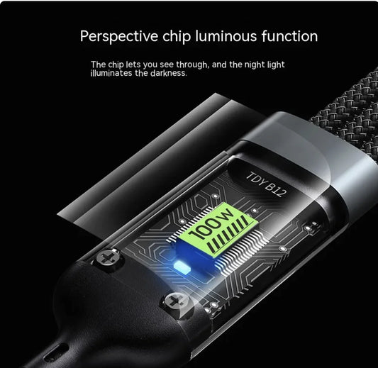 3-in-1 Mobile Phone Data Cable with Light & Super-Fast 6A Charging - Addy Mart
