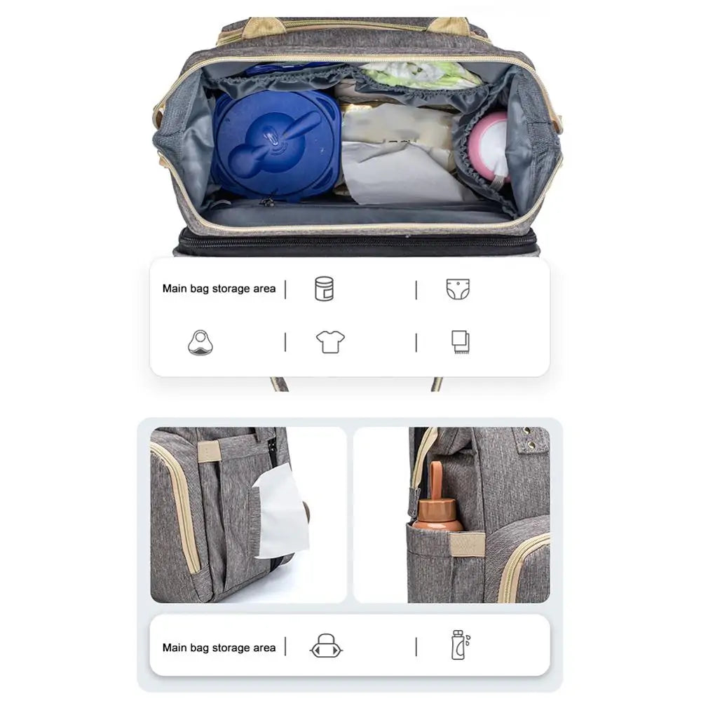 Convertible Lightweight Diaper Baby Bed Bag - Addy Mart